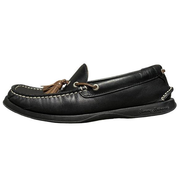 Tommy Bahama Black Brown Leather Square Toe Tassel Boat Loafers Mens Size 7 M main image 5